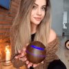 Gömb alakú ultrahangos aroma diffúzor sötétbarna színben LED világítással - 130 ml (BBV)