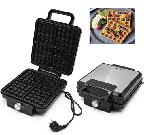 Tapadásmentes gofrisütő beépített jelzőfénnyel, 1500W - családi reggelikhez, desszertekhez 