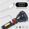 L-830 USB-ről tölthető LED zseblámpa 4 világítási móddal és kiegészítő fényforrással az oldalán 