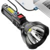 L-830 USB-ről tölthető LED zseblámpa 4 világítási móddal és kiegészítő fényforrással az oldalán 