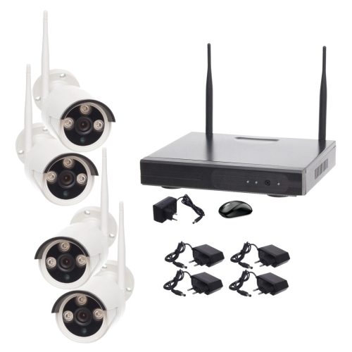 CH22-60 komplett Wifi-s biztonsági rendszer 4db 4k felbontású, kültéri kamerával, AI humán detektorral és e-mail értesítésekkel 