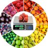Digitális árazómérleg 40 kg-ig - árszorzós bolti mérleg 3 LCD kijelzővel - 5 gramm pontosság, rozsdamentes acél mérőtálca 
