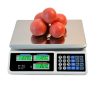 Digitális árazómérleg 40 kg-ig - árszorzós bolti mérleg 3 LCD kijelzővel - 5 gramm pontosság, rozsdamentes acél mérőtálca 