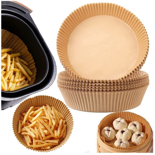 50 db air fryerbe helyezhető kerek sütőpapír - tapadásmentes sütőkosár olaj nélküli sütőhöz - 16 x 4 cm 