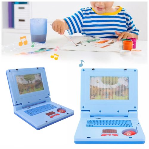 Készségfejlesztő játék laptop kisfiúknak- mozgó képernyővel, zenével és fényhatásokkal - kék 