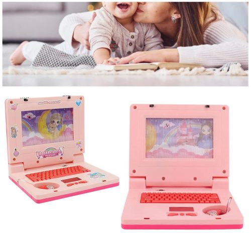 Készségfejlesztő játék laptop kislányoknak - mozgó képernyővel, zenével és fényhatásokkal 